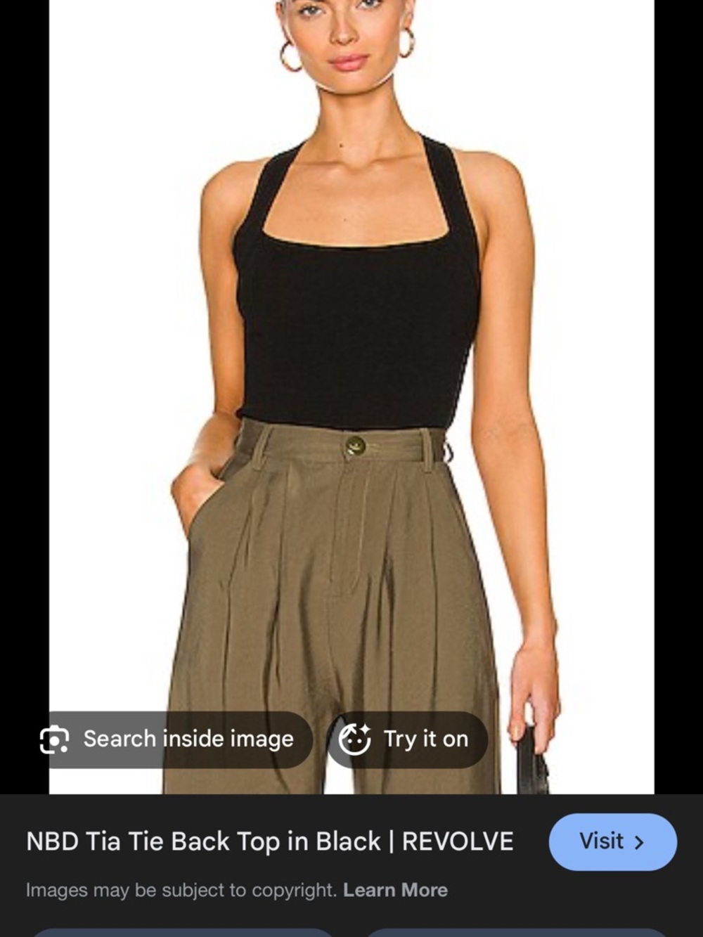 Black NBD Revolve Tie Back Top New $98